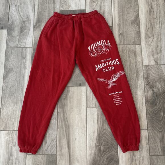 YoungLA Immortal Joggers Mens Medium Red Ambitious Club 233 Sweatpants Athletic - Picture 1 of 11